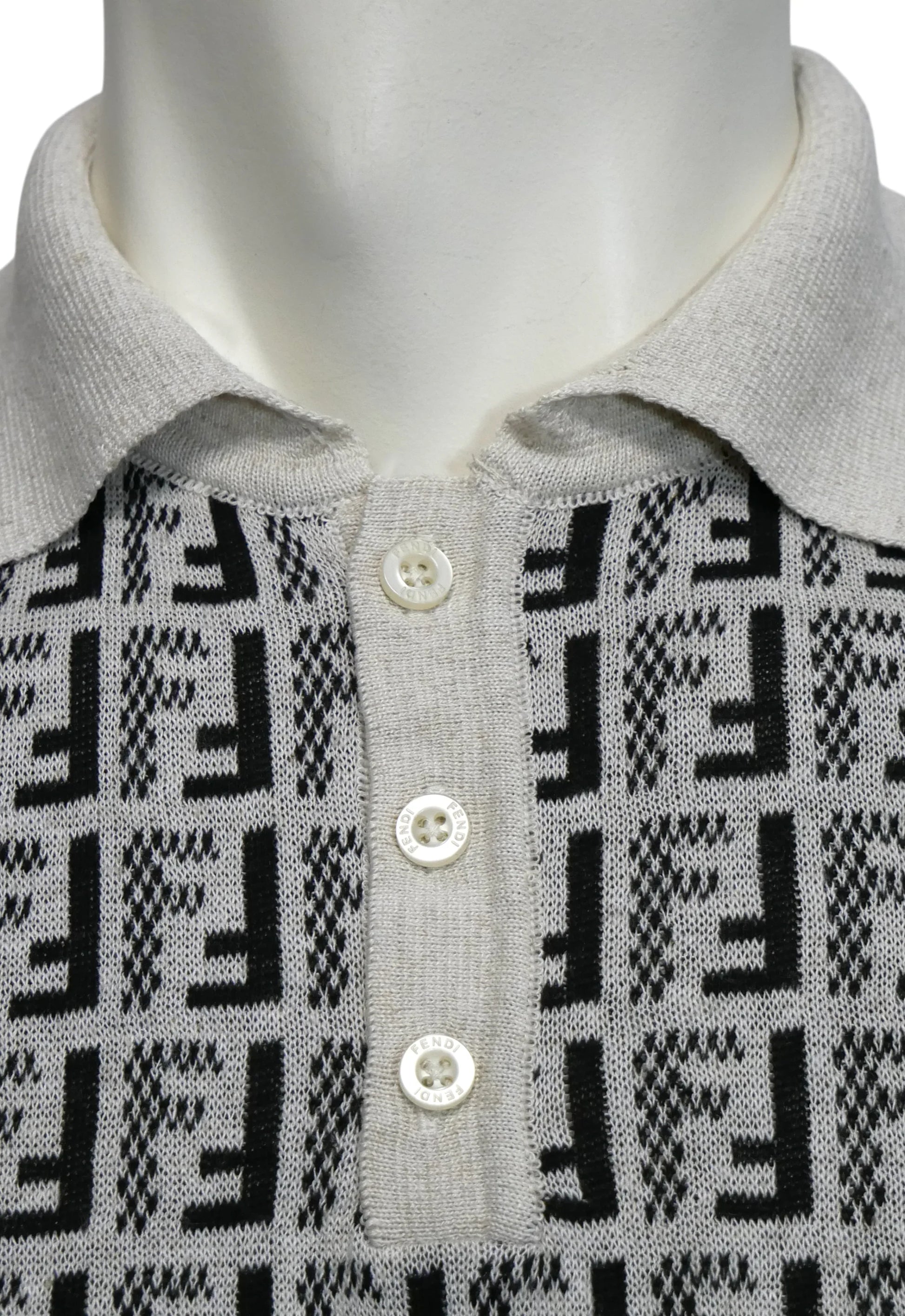 Fendi Herren Strickpoloshirt Beige - Original Designer Marken Outlet - Salvin Store