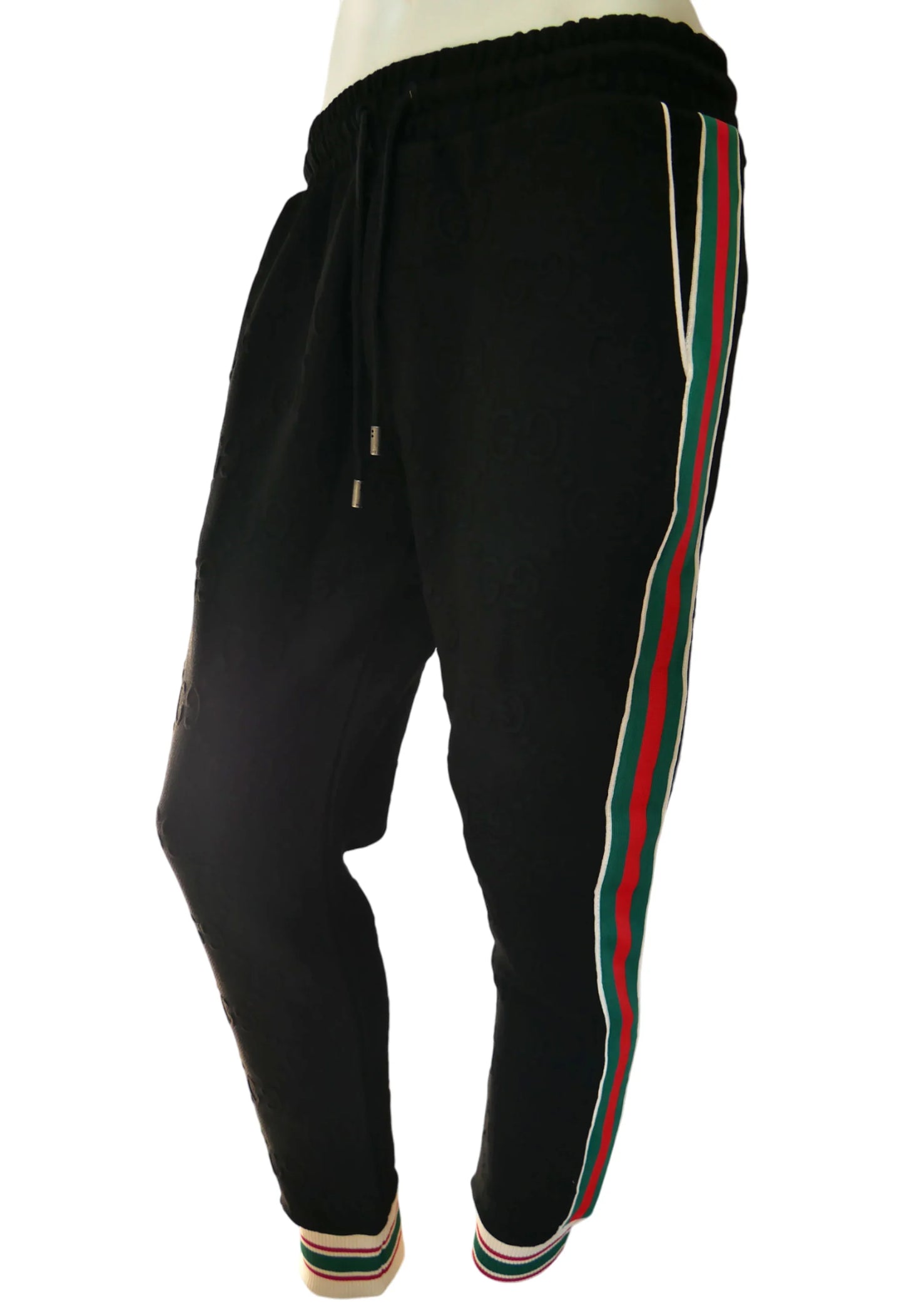 Gucci Herren Jogginghose Schwarz mit Streifen und GG-Muster - Original Designer Marken Outlet - Salvin Store