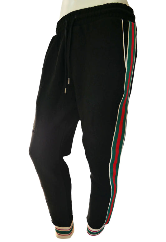 Gucci Herren Jogginghose Schwarz mit Streifen und GG-Muster - Original Designer Marken Outlet - Salvin Store
