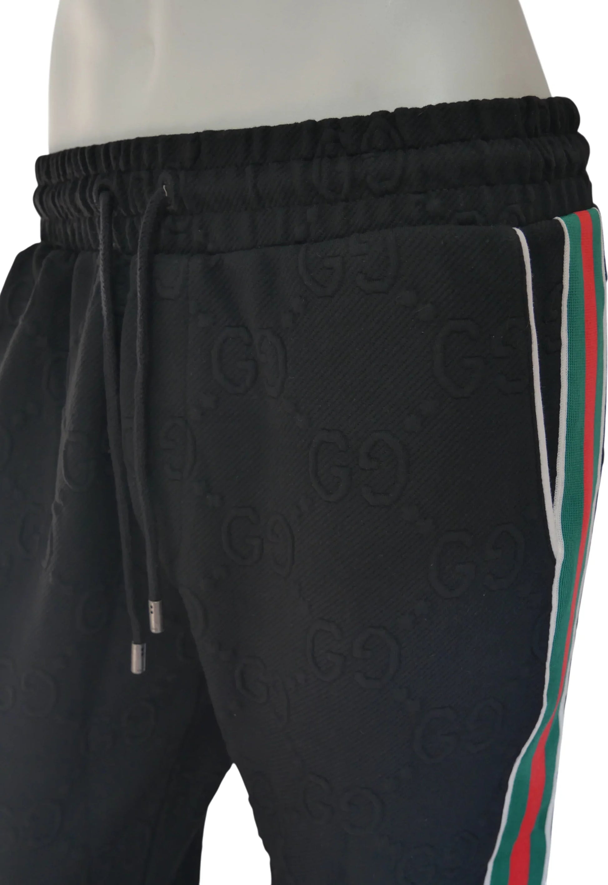 Gucci Herren Jogginghose Schwarz mit Streifen und GG-Muster - Original Designer Marken Outlet - Salvin Store