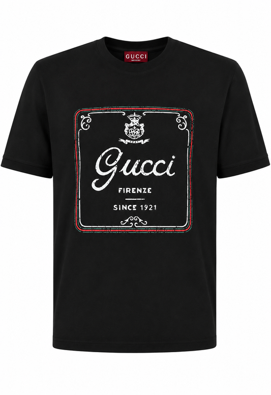 Gucci Herren Cotton Jersey T-Shirt with Print Schwarz