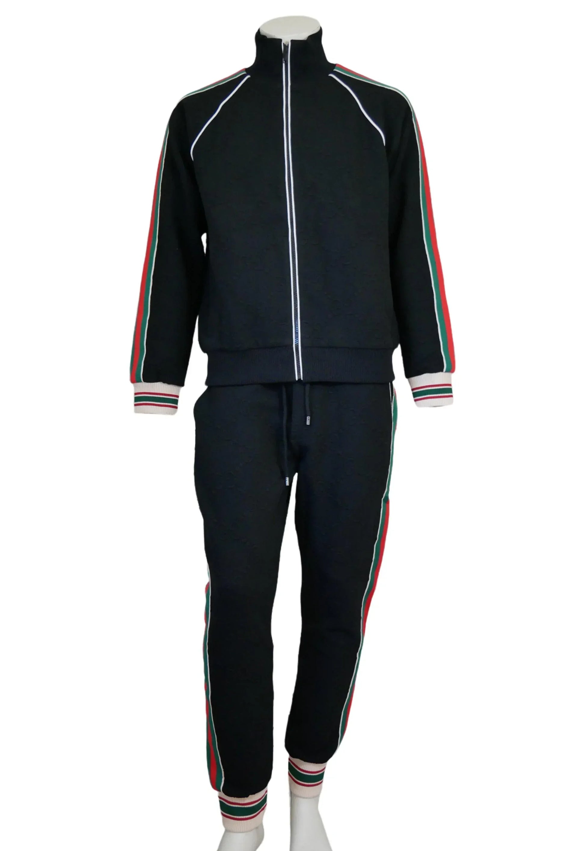 Gucci Herren Trainingsanzug Schwarz mit Streifen und GG-Muster - Original Designer Marken Outlet - Salvin Store