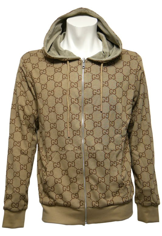 Gucci Herren Wendbare Hoodie - Jacke mit Reißverschluss Beige - Original Designer Marken Outlet - Salvin Store