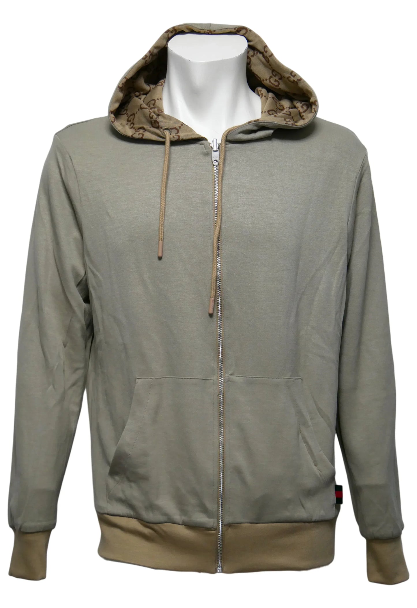 Gucci Herren Wendbare Hoodie - Jacke mit Reißverschluss Beige - Original Designer Marken Outlet - Salvin Store