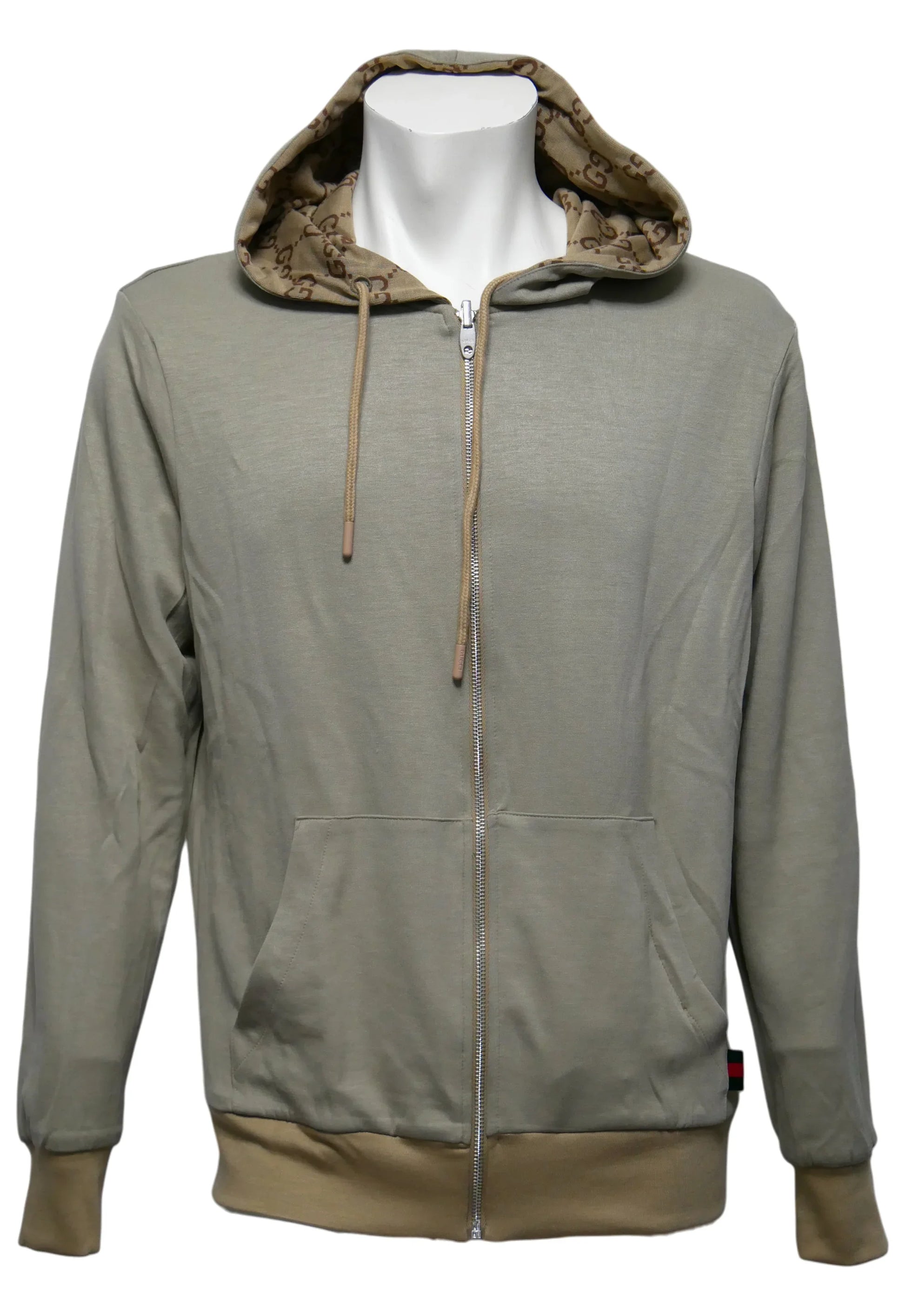 Gucci Herren Wendbare Hoodie - Jacke mit Reißverschluss Beige - Original Designer Marken Outlet - Salvin Store