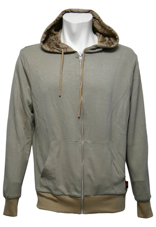 Gucci Herren Wendbare Hoodie - Jacke mit Reißverschluss Beige - Original Designer Marken Outlet - Salvin Store