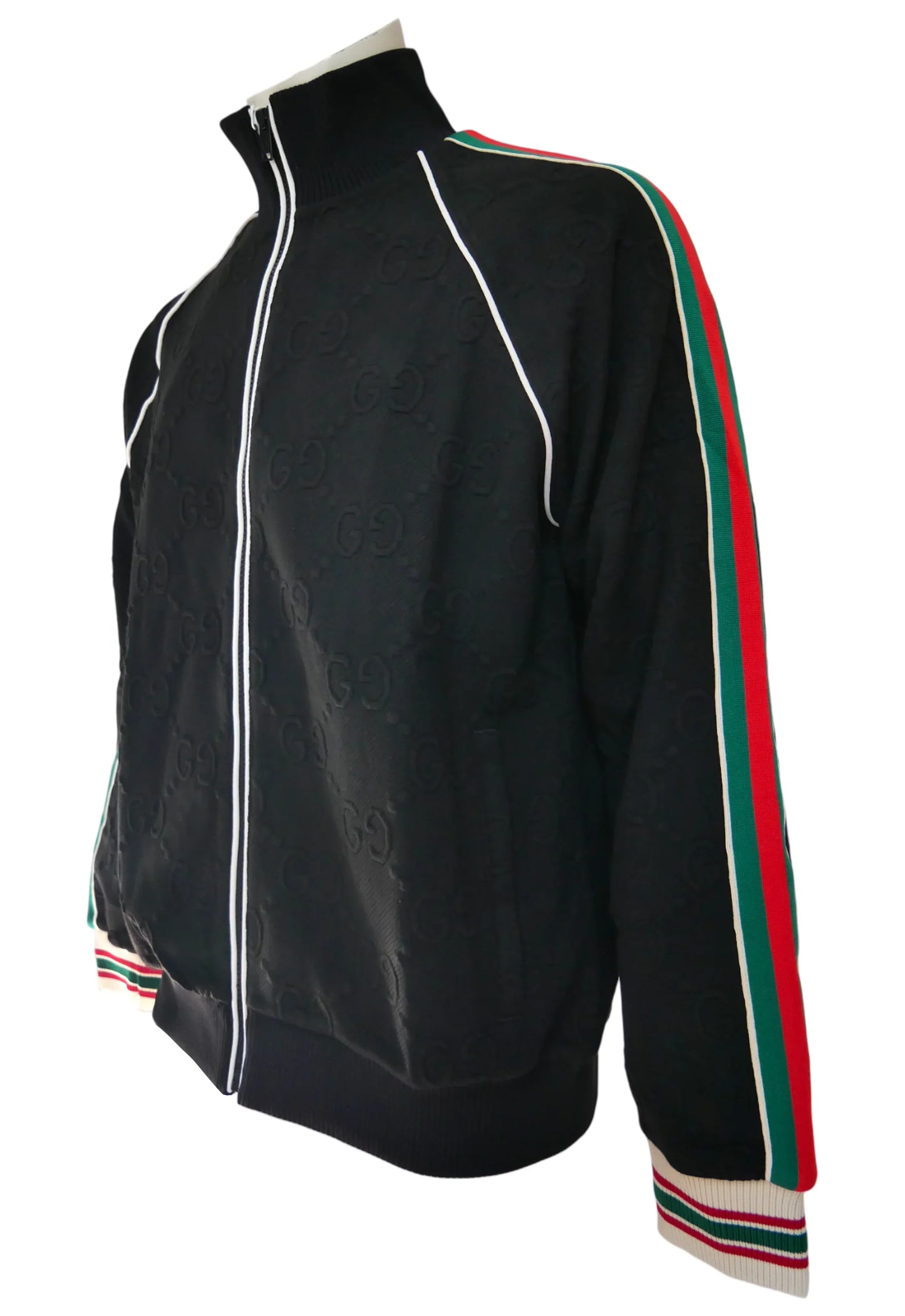 Gucci Herren Zip-Pullover Schwarz mit GG-Muster und Streifen - Original Designer Marken Outlet - Salvin Store