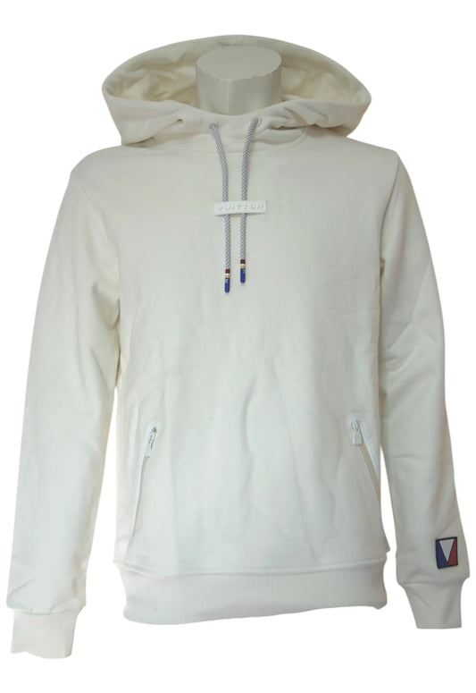 Louis Vuitton Herren Kapuzenpullover Weiß mit Logo-Details - Original Designer Marken Outlet - Salvin Store