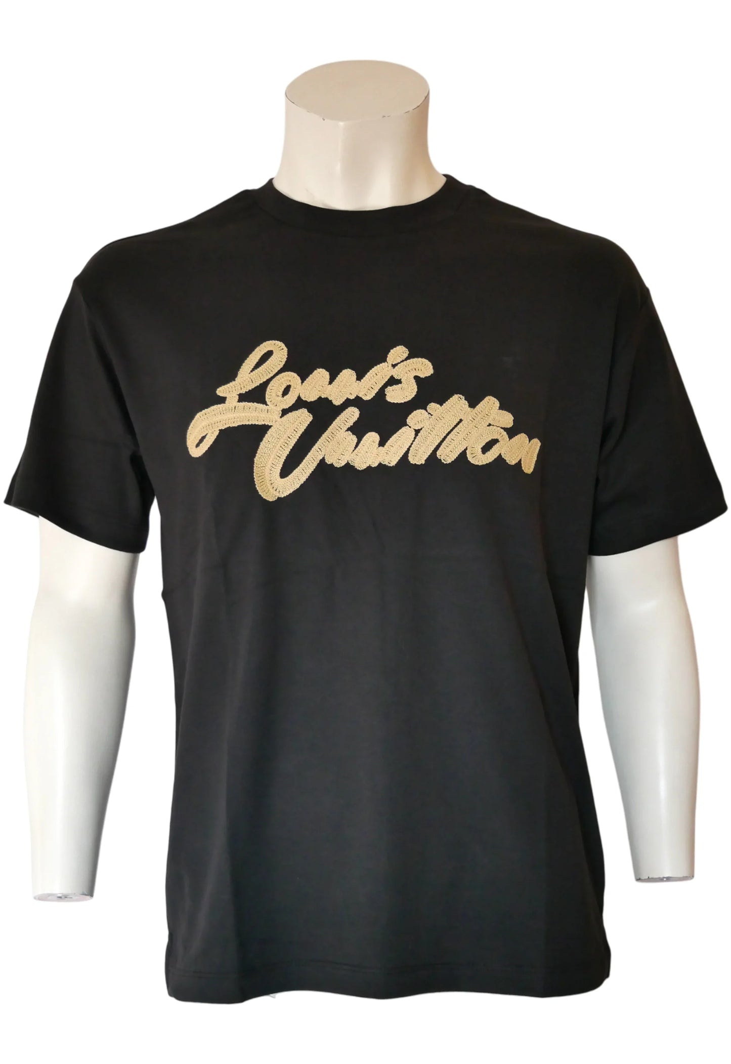 Louis Vuitton Herren T-Shirt Schwarz mit Stickerei-Logo - Original Designer Marken Outlet - Salvin Store
