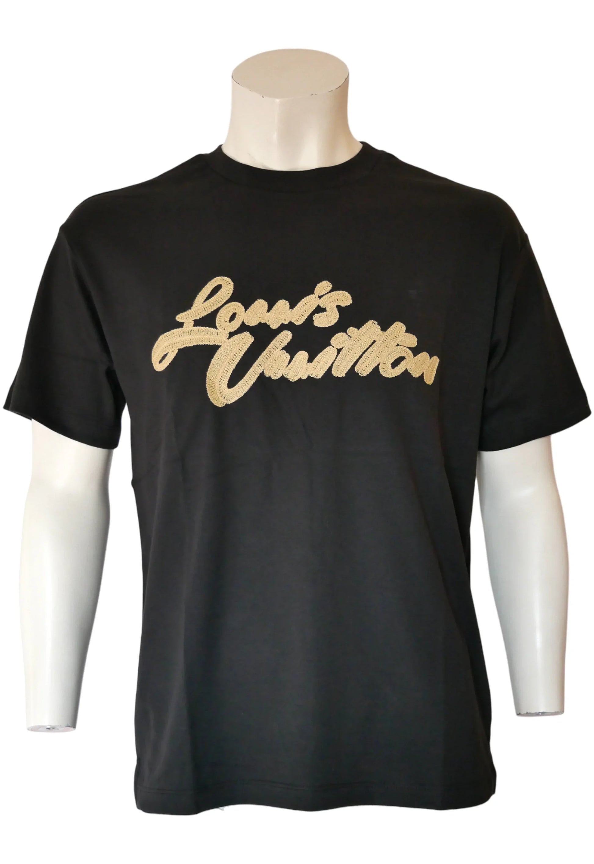 Louis Vuitton Herren T-Shirt Schwarz mit Stickerei-Logo - Original Designer Marken Outlet - Salvin Store
