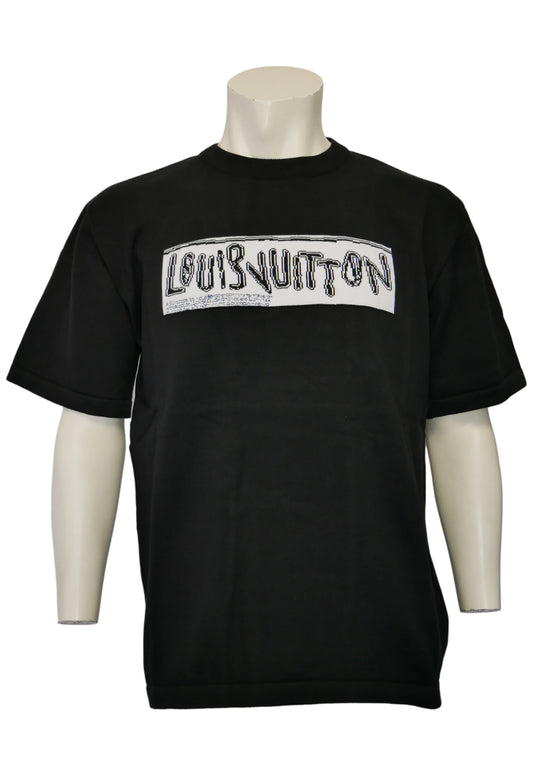 Louis Vuitton Herren Feinstrick T-Shirt Schwarz