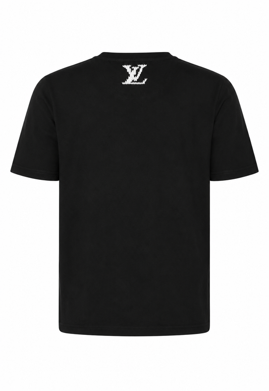 Louis Vuitton Herren Embroidered Signature T-Shirt Schwarz