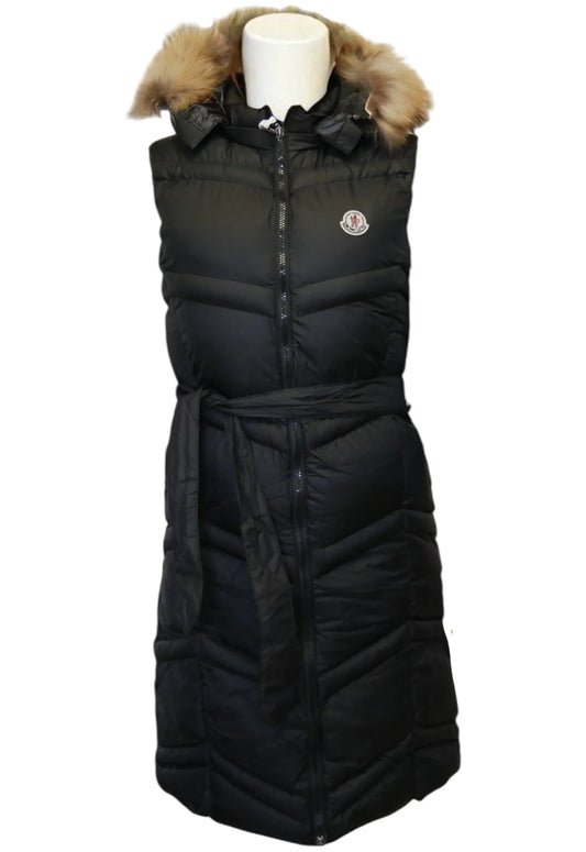 Moncler Damen Lange Steppweste Schwarz - Original Designer Marken Outlet - Salvin Store