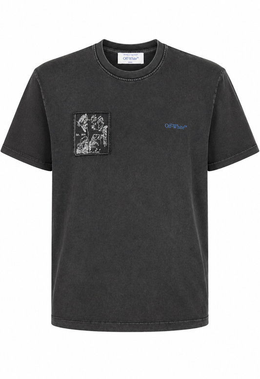 Off-White Herren Faded Painting Skate Logo T-Shirt Grau