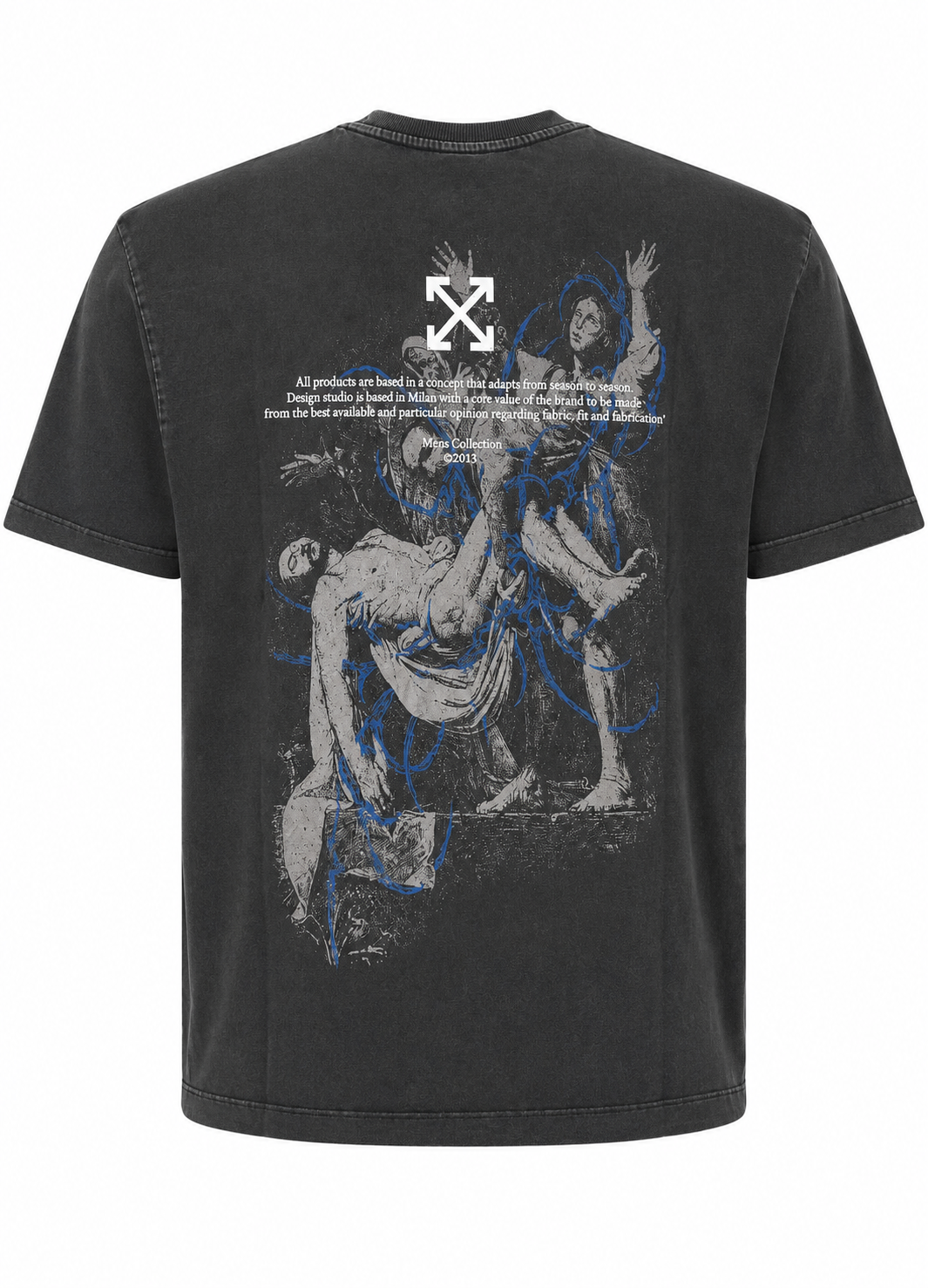 Off-White Herren Faded Painting Skate Logo T-Shirt Grau