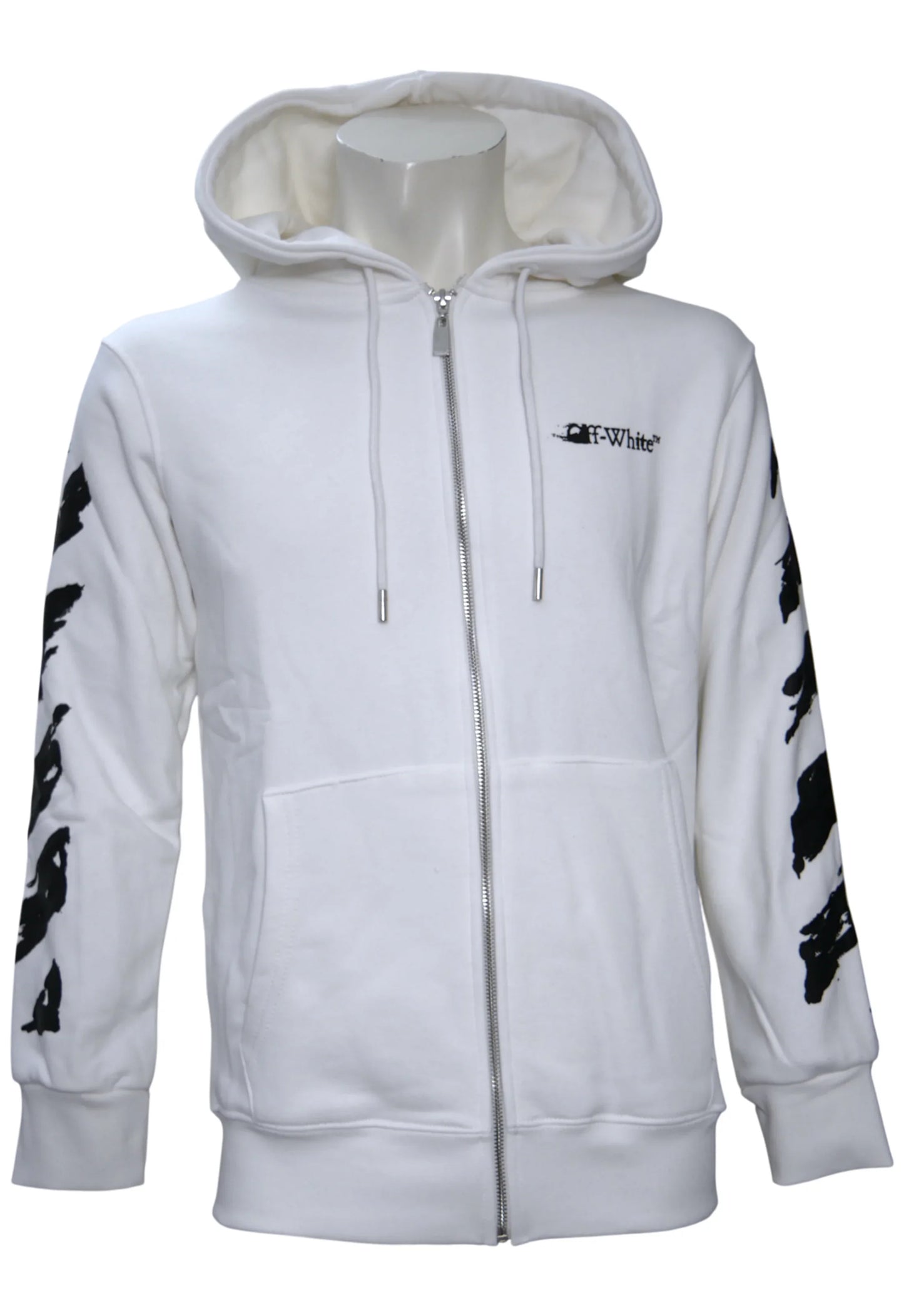 Off-White Herren Zip-Kapuzenpullover, Hoodie Weiss - Original Designer Marken Outlet - Salvin Store