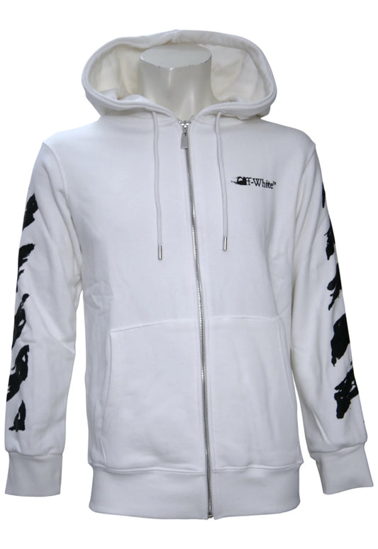 Off-White Herren Zip-Kapuzenpullover, Hoodie Weiss - Original Designer Marken Outlet - Salvin Store