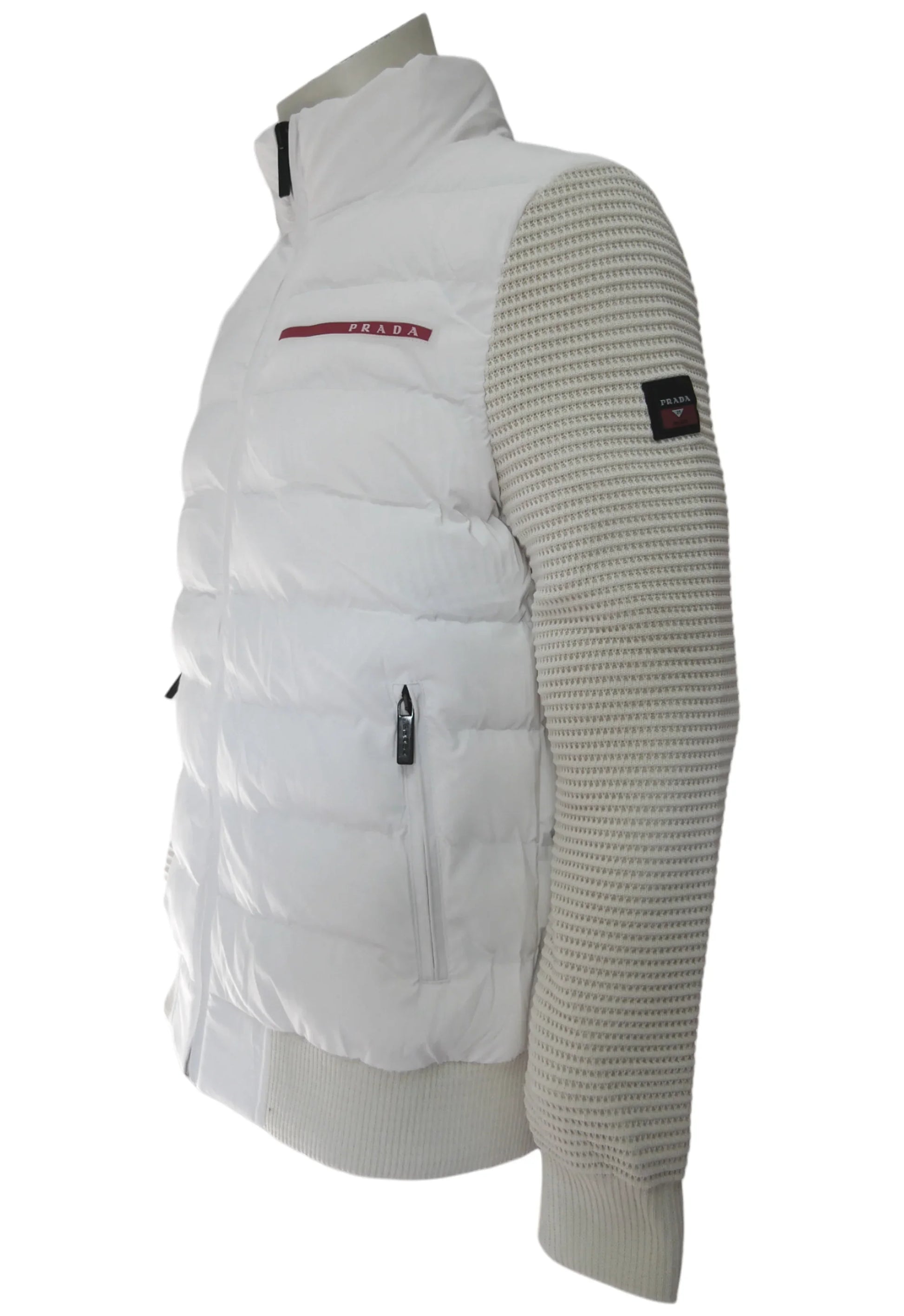 Prada Herren Jacke Weiß mit Strickärmeln - Original Designer Marken Outlet - Salvin Store