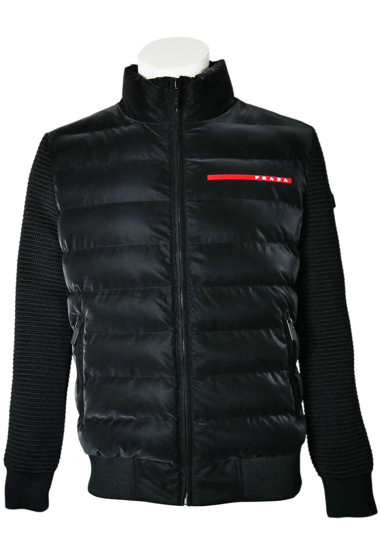 Prada Herren Jacke Schwarz mit Strickärmeln - Original Designer Marken Outlet - Salvin Store