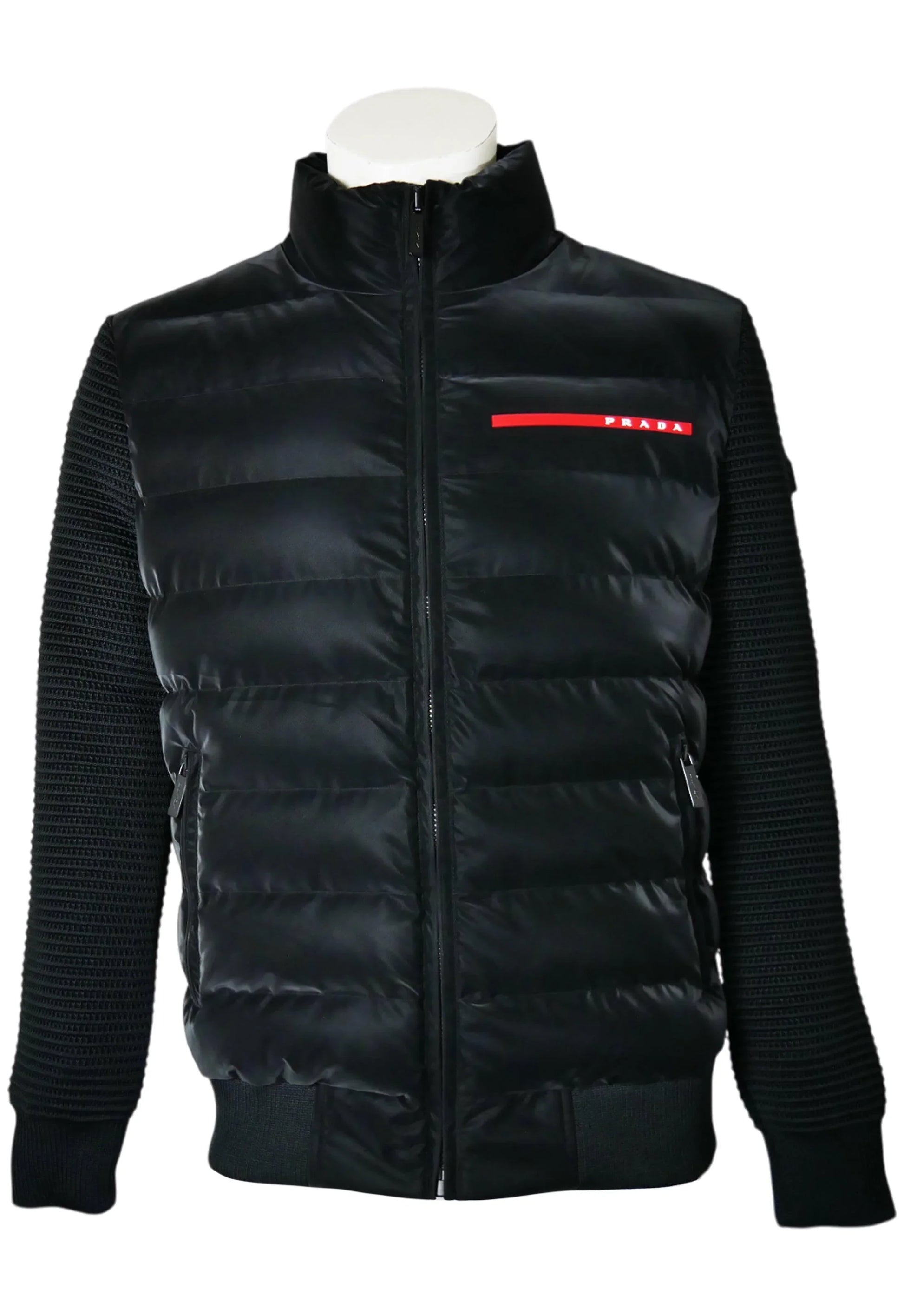 Prada Herren Jacke Schwarz mit Strickärmeln - Original Designer Marken Outlet - Salvin Store