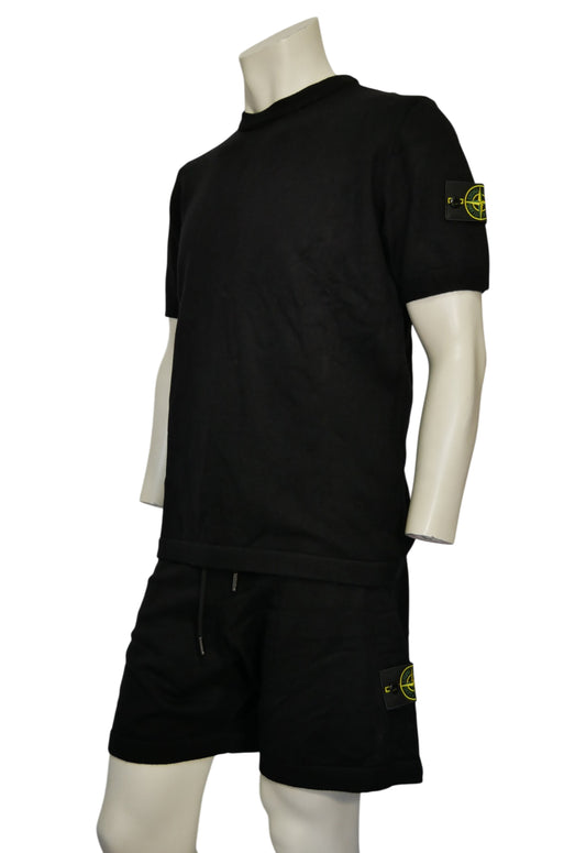 Stone Island Herren Kurzer Strick Trainingsanzug Schwarz